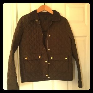 J.Crew olive quilted cargo jacket